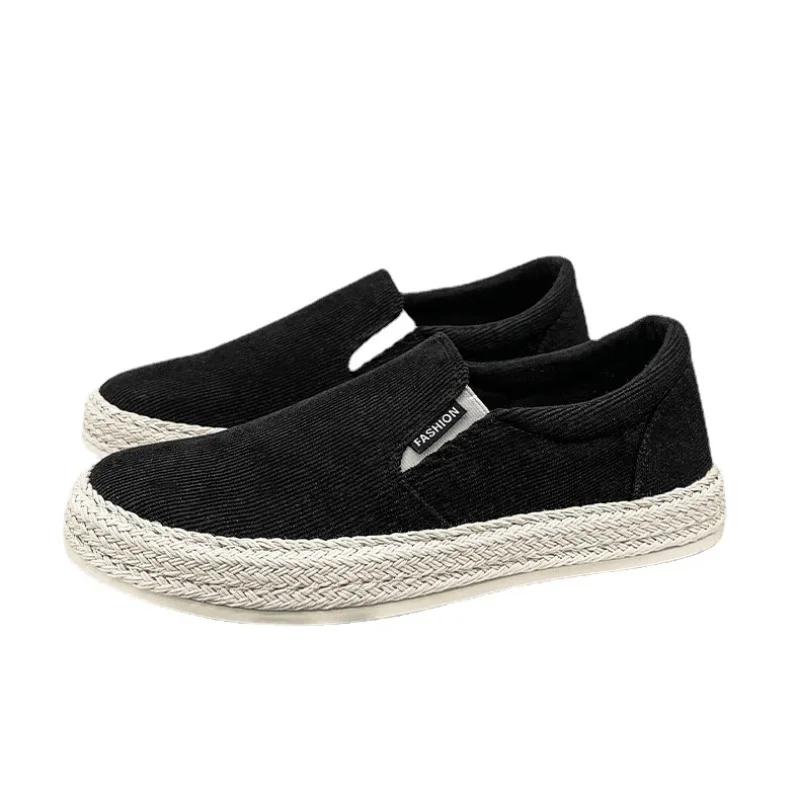 Classic Canvas Men's Summer Thin Breathable Casual Flat Platform Shoes Linen Sneakers Men Loafers Shoes Driving Shoes