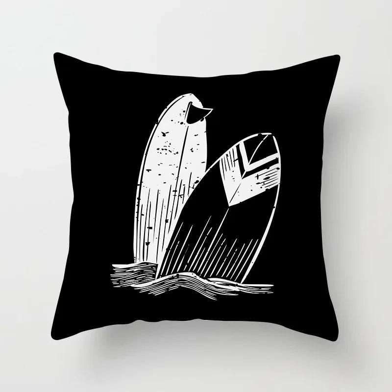 Simple Black and White Pattern Pillowcase Office Living Room Car Ornaments Home Pillowcase