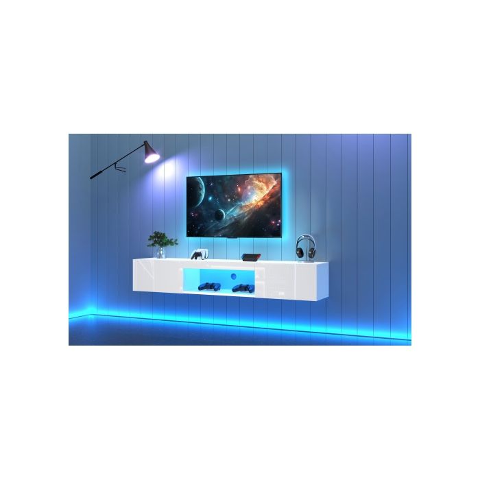 Wall Unit - MUVOE - 70 Inches - Glossy White - LED Lighting - Capacity 30kg
