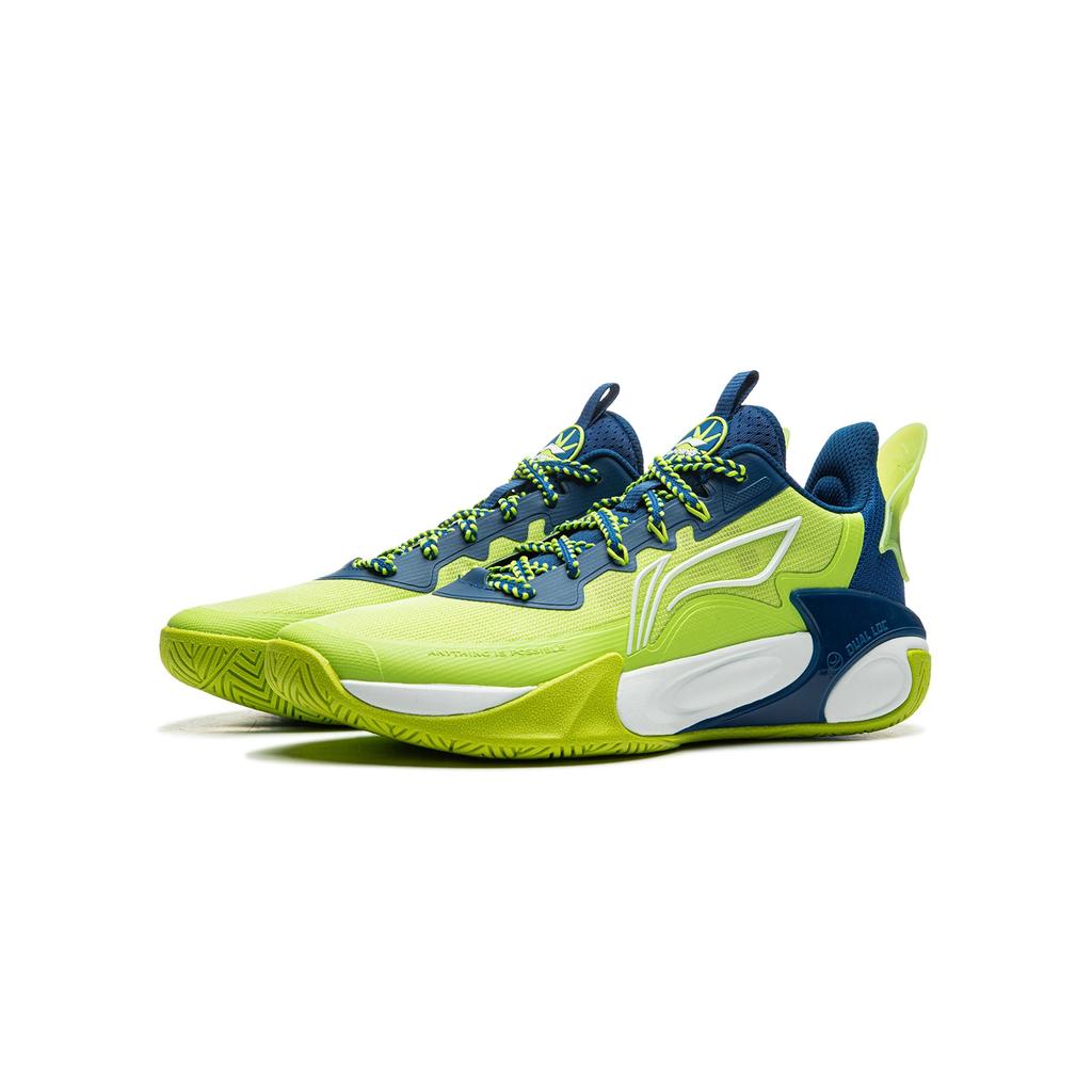 Li Ning Kids Wind Shadow 2.0 Basketball Shoes Simple Fashion Versatile Classic Kids basketball shoes Acid-Lime Prussian-Blue YKBU072-27