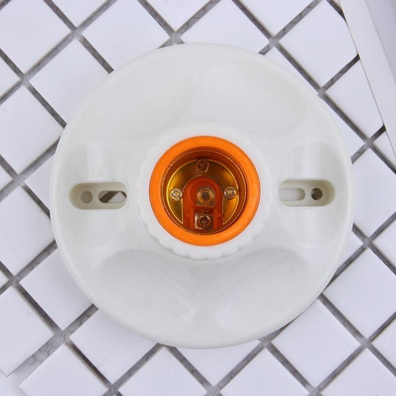 E27 Screw Cap Lamp Holder Plastic Light Lamp Flat Socket Base Ceiling Lamp Fitting Holder Bulb Fixing White Base