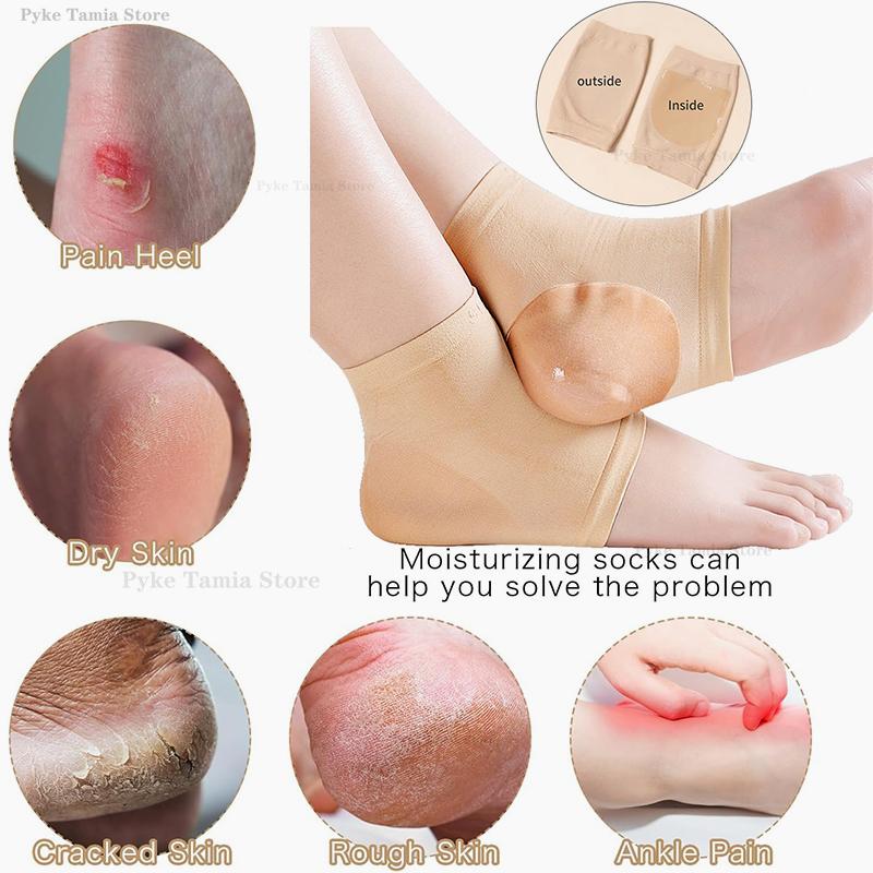 2pcs Heel Protective Cover Silicone Feet Care Anti-Crack Pain Relief Moisturizing Socks Men Women Shoe Cushion Insoles Inserts