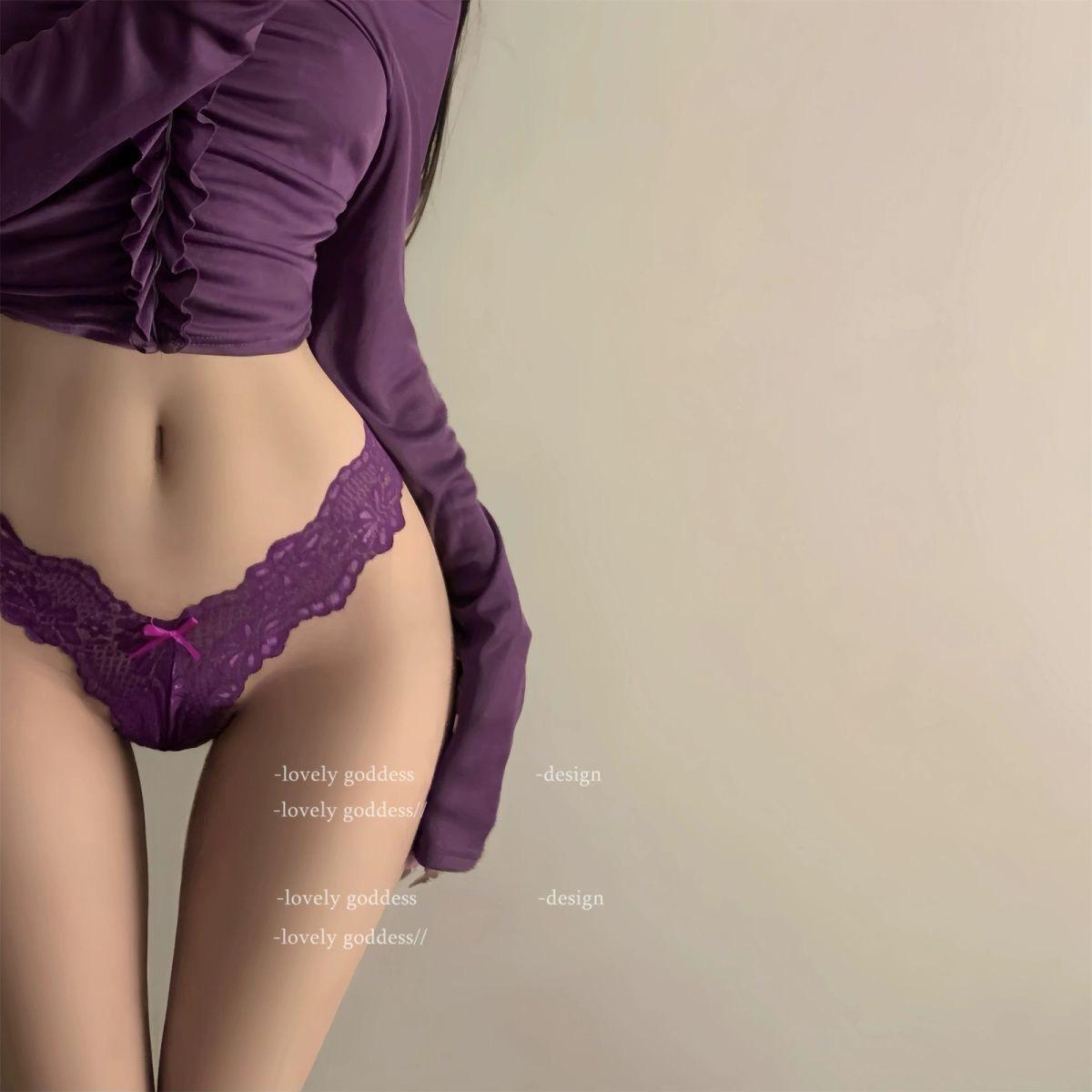 

Соблазнительные кружевные стринги с бантиком с низкой посадкой – Pure Desire N09 One Size [80-125 jin] фиолетовый