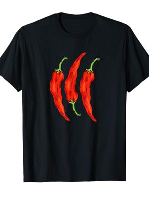 Three Pepper Chilli - Red Pepper T-Shirt,Soft Unisex, Affordable Everyday Wear, Four Seasons Su