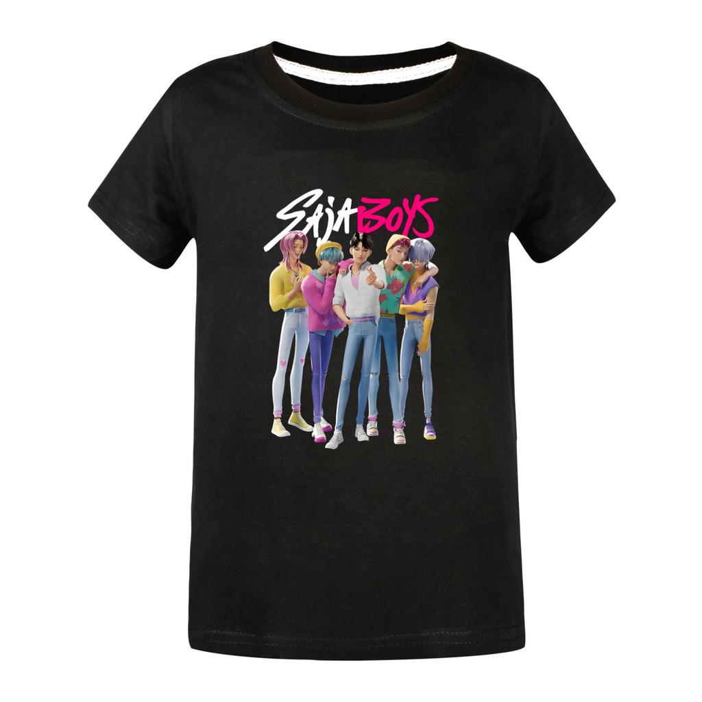 4986 Kids Girls Boys Sajaboys Rumi Mira Zoey Print Casual Cotton Short Sleeves T-Shirt