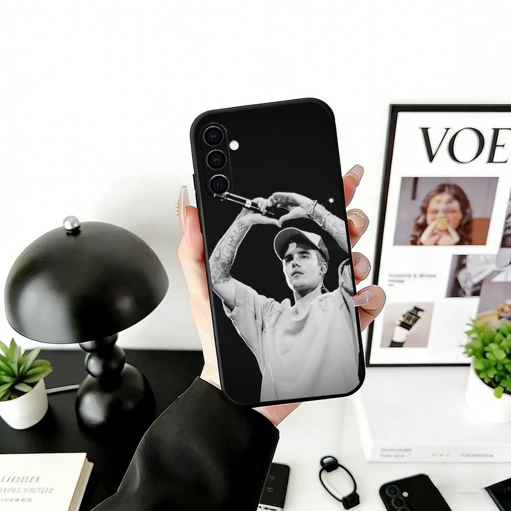 S-Singer Beliebers Phone Case Black Silicone Soft For Samsung Galaxy A73,A72,A71,A70,A53,A52,A51