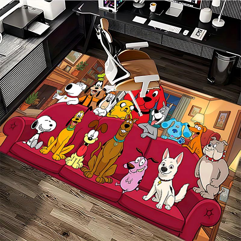 1pc Dogs Room Carpet Rug for Bedroom Living Room Decor Sofa Home Game Area Rug Non-slip Floor Mat. D7220144