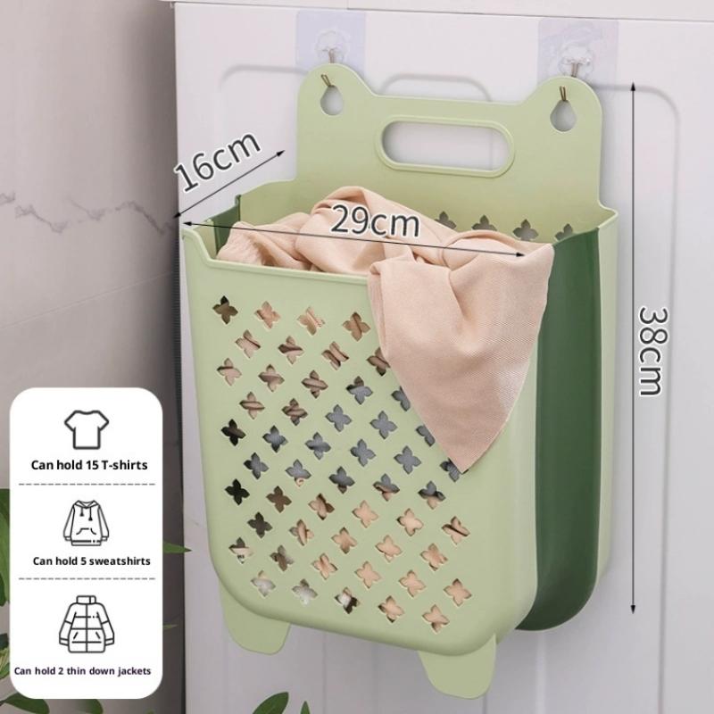 Wall-Mounted Dirty Clothes Basket Large-Capacity Folding Storage Basket Strong Load-Bearing Hollow Design For Ventilation