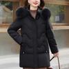 Plus Size Middle Age Women Winter Coats Hooded Faux Fur Collar Elegant Thick Warm Parkas Female Jackets