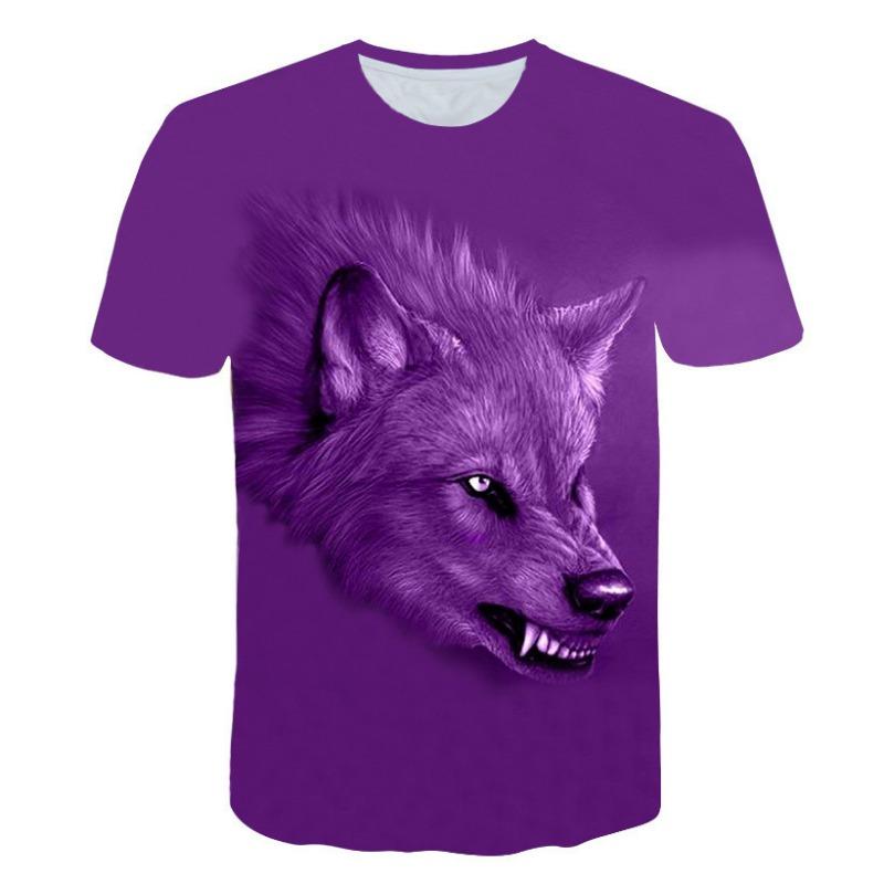 Summer Men's Wolf 3D Digital Printed T-shirt Trendy Round Neck Loose Men's Casual Short Sleeve T-Shirts Men’s