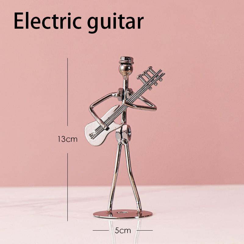 Retro Ironwork Band Ornament Metal Electroplating Mini Music Minimalist Guitar Violin Decoration Handicraft Classical Gift