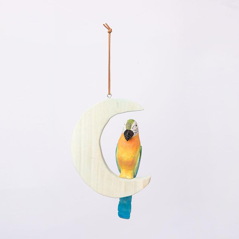 Wooden Parrot Figurine Animal Decor Gift For Office And Kids