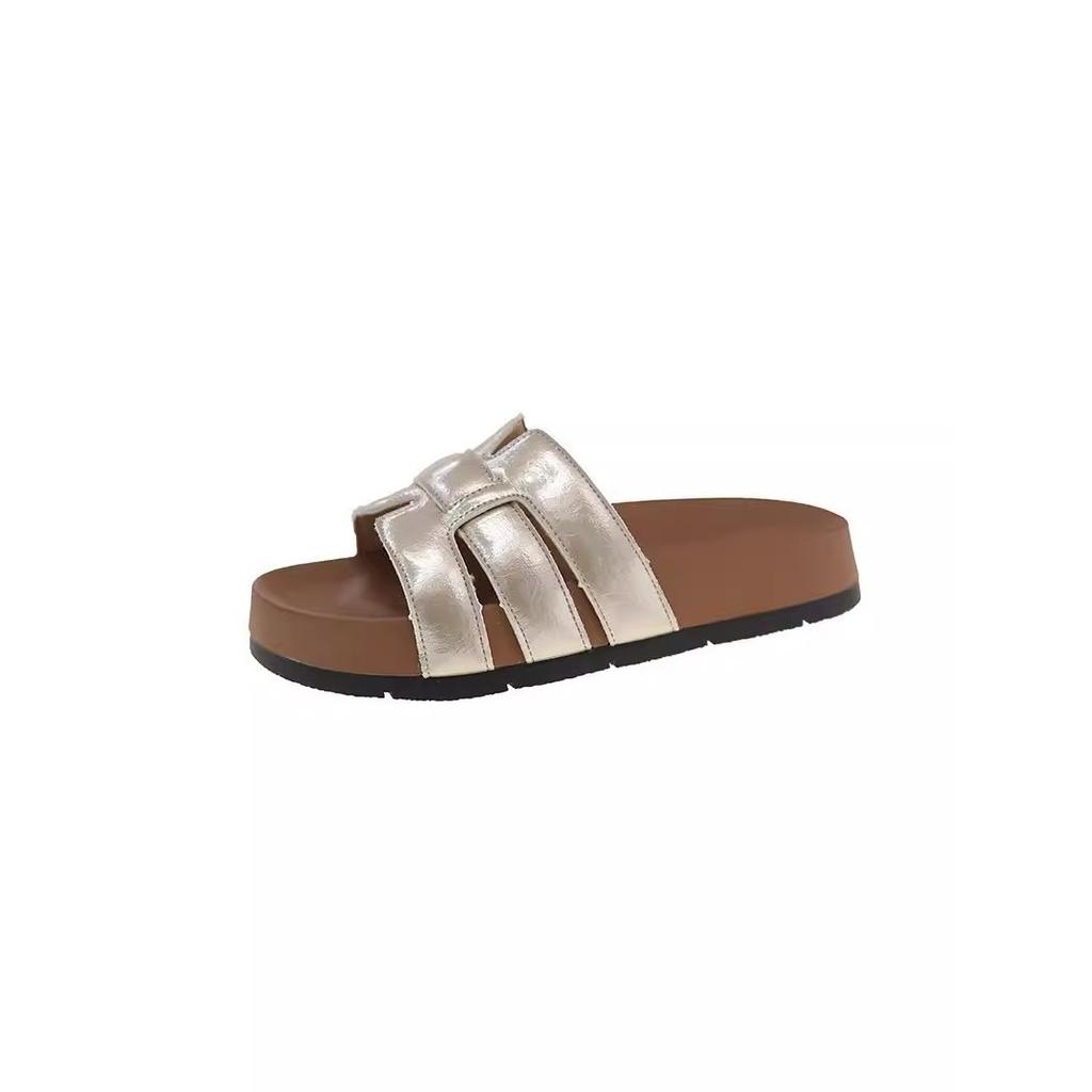 Internet celebrity soft bottom cool slippers women wear summer new with skirt flat bottom beach one word