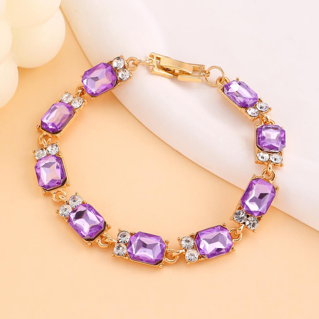 Summer accessories simple crystal colored zircon bracelet does not fade women's jewelry geometric multi-color bracelet wholesale