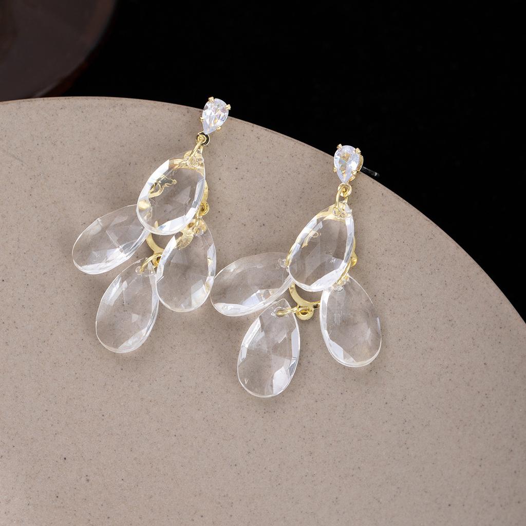 Diamond Water Drop Earrings Light Luxury Temperament Atmospheric Earrings Niche Fashion Simple Design High-End Earrings Women