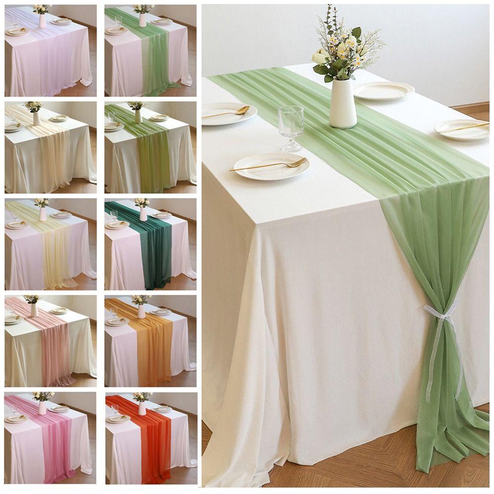 Chiffon Doorzichtig Chiffon Tafelkleed Effen Kleur Bruiloft Tafelkleed Bruiloft Receptie