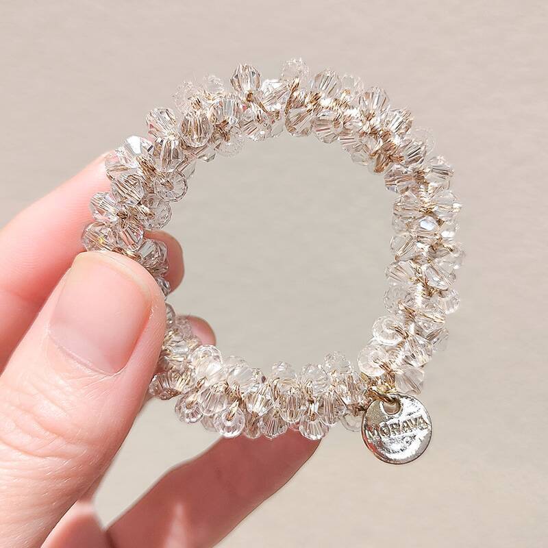 Imitation Pearl Hair Tie, Korean Hair Accessory, Beaded Elastic Band, Women's Hair Tie for Buns, High Elasticity
