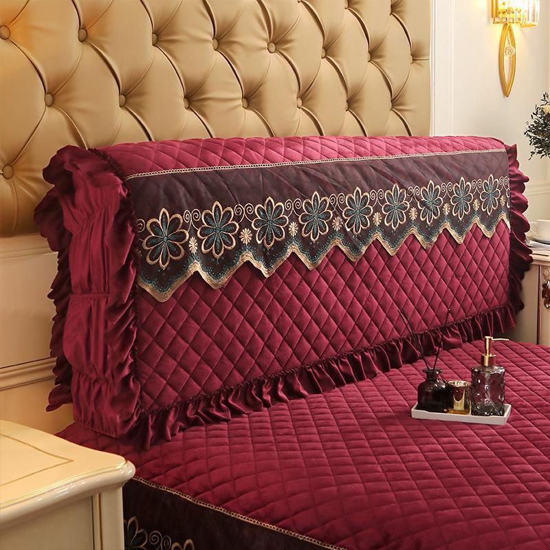 Короткий плюшевый стеганый чехол на изголовье «все включено» кружевной чехол на голову — фото 9