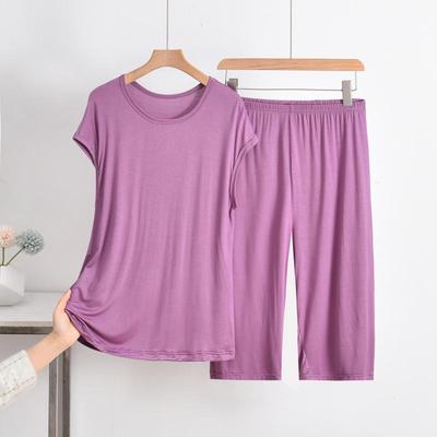 Modal-Pyjama-Set mit kurzen Ärmeln in Übergröße für Frauen mittleren Alters - Sommerbekleidung