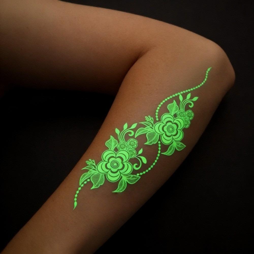 Water Transfer Decals Henna Temporary Tattoo Fake Luminous Body Art Sticker  Music Festival