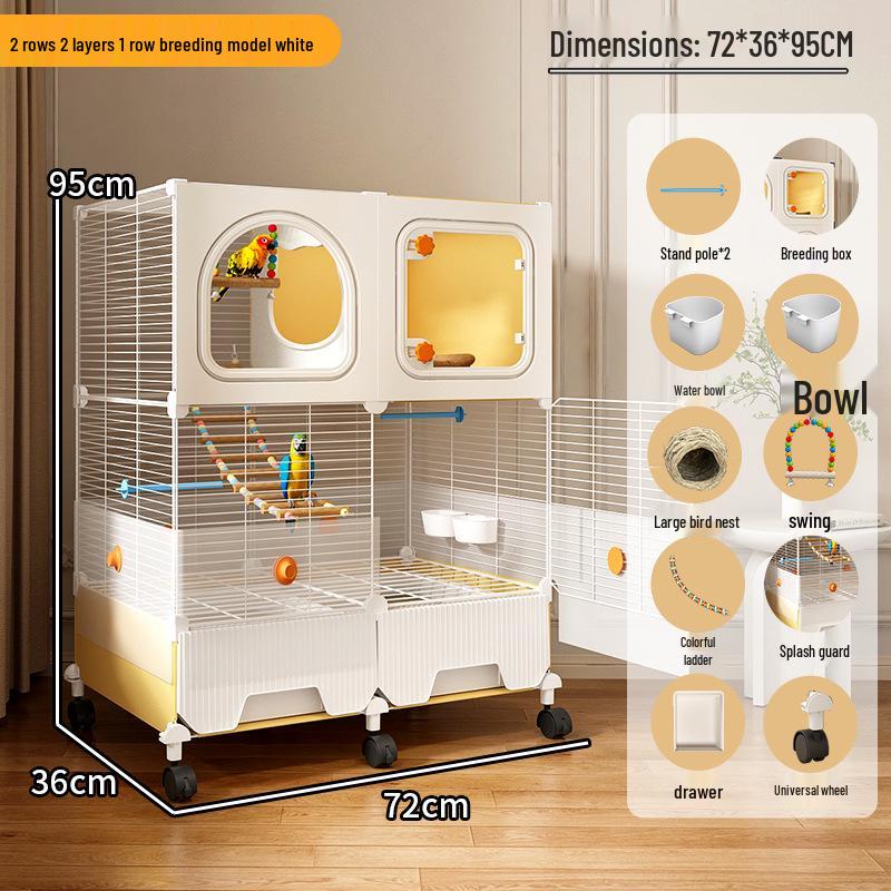 Hao Lei De Zhu Large Anti-Splash Parrot Cage for Cockatiel, Budgie, Lovebird, Sun Conure