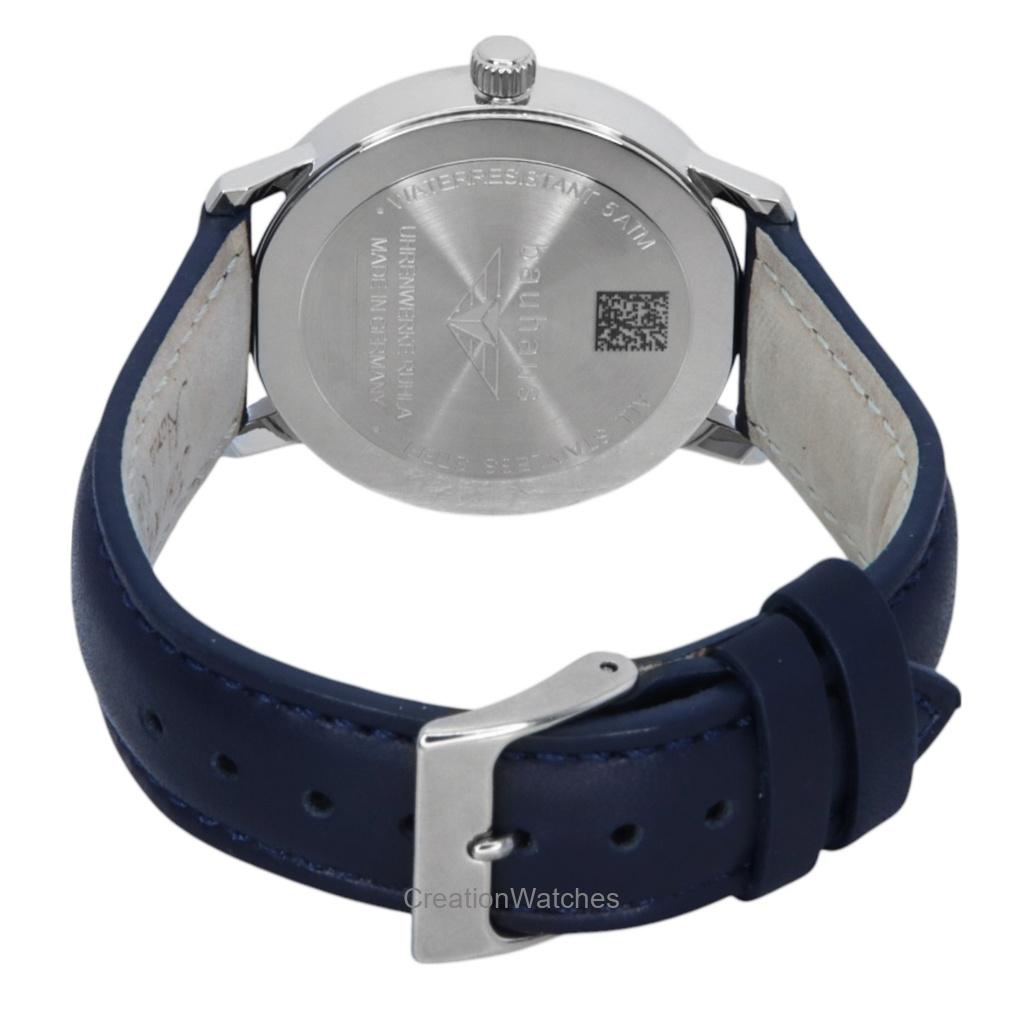 Bauhaus Leather Strap Dark Blue Dial Quartz 20373 Women's Watch