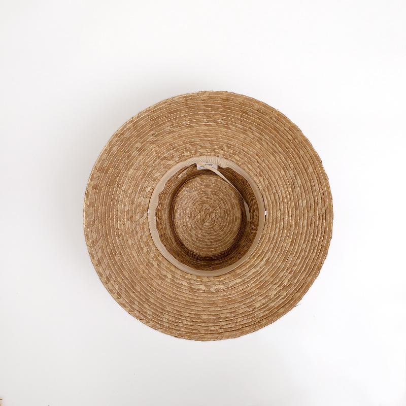 Concave Top Woven Straw Hat Summer Sunshade Sun Protection UV Protection Flat Edge Internet Celebrity Top Hat British Big Eave Hat