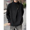 Men's Sophisticated Half-High Neck Button-Up Heavyweight Winter Sweater
