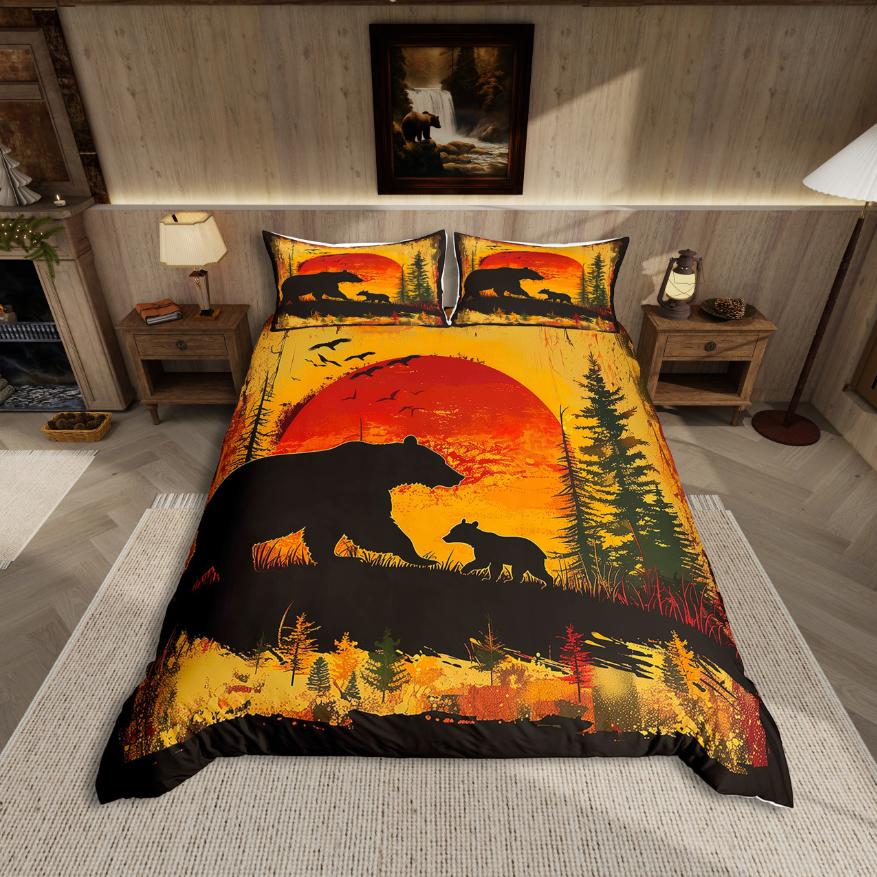 Comforter Homewish Cute Bear Jungle Amimal Bedding Setrustic Farmhouse Cabin Bed Set For Boy Kids