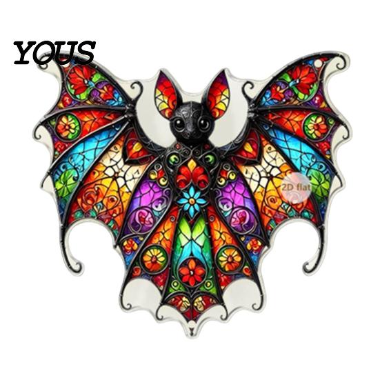 Acrylic Decoration with Bell Halloween 2D Chain, Bell, Stained Glass Ghost Bat Spooky Home Decorations Pumpkin Suncatcher Decor, Window Wall