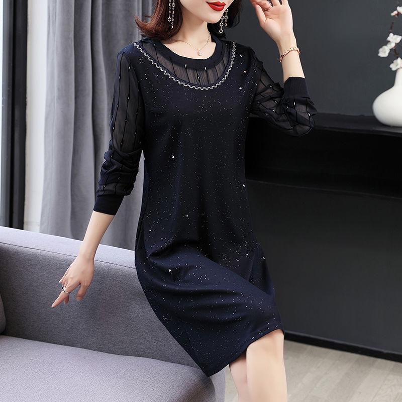 Elegante vestido de fiesta de mujer malla manga larga A-line vestido con  cuentas vestido de manga larga vestido túnica de primavera vestido recto  comprar a buen precio — entrega gratuita, reseñas reales