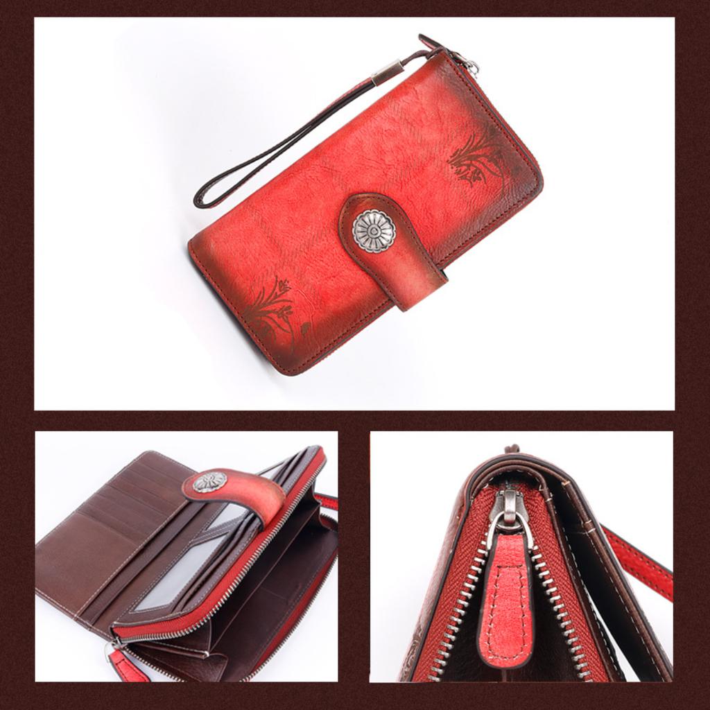 New vintage leather clutch bag Fashion top layer cowhide creative women's purse