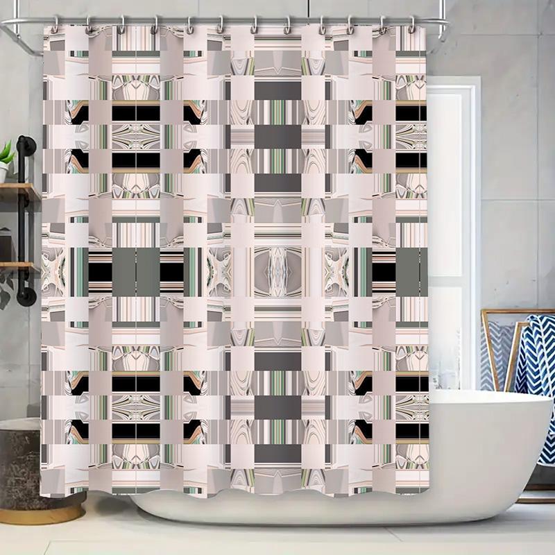 

Modern Geometric Bath Mat Shower Curtain Waterproof Decoration Home Decor Customizable Size Available In Various Colors W60H190(CM)-1 Pcs