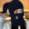 Glasses rabbit knitted warm hat women's cold-proof scarf integrated hat outdoor cycling windproof neck cover one-piece hat