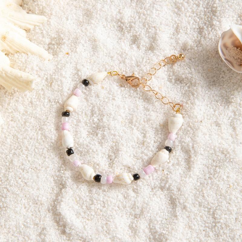 Bohemian Starfish Turtle Elastic Bracelet, Summer Vacation Wind Shell Adjustable Hand Rope Jewelry for Women