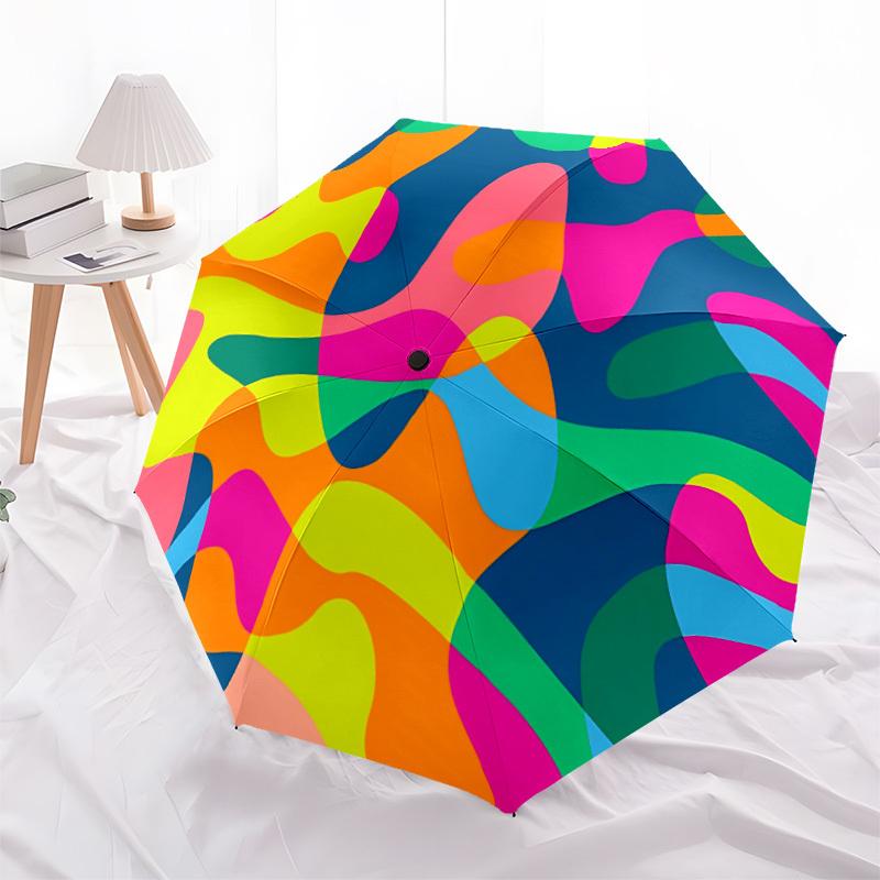 1pc Colorful Abstract Automatic Open/close Folding Umbrella, Compact Portable Travel Umbrella, Cute Umbrella, Durable Construction yy260328006
