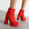 Mature Women Chunky Block High Platform Heel Round Toe Ankle Boots Short Bootie Zipper Party Classic Boots Botines Para Mujeres
