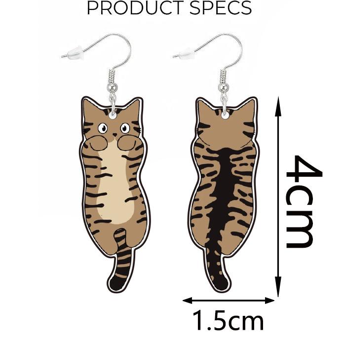 Cute Cat 2D Acrylic Cartoon Animal Earrings - Women's Fashion Accessory