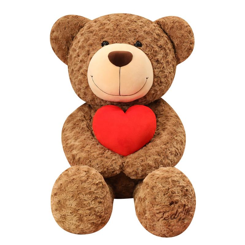 Red Love Heart Teddy Bear Plush Toy Cute Brown Bear Stuffed Plushies Throw Pillow Wedding Ornament Valentine's Day Gift For Girl
