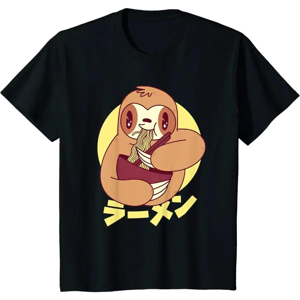 

Рамен Ленивец Японская Футболка Харадзюку Мужская Одежда Аниме Одежда Хлопок Повседневные Футболки на Четыре Сезона Женская Мужская Футболка S