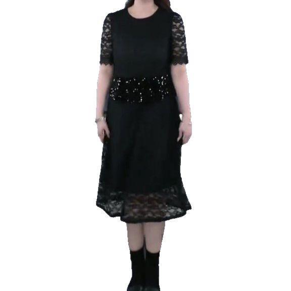 2025 Léto Evropský styl High-End Krajka Flitry Bodycon Šaty Plus Size