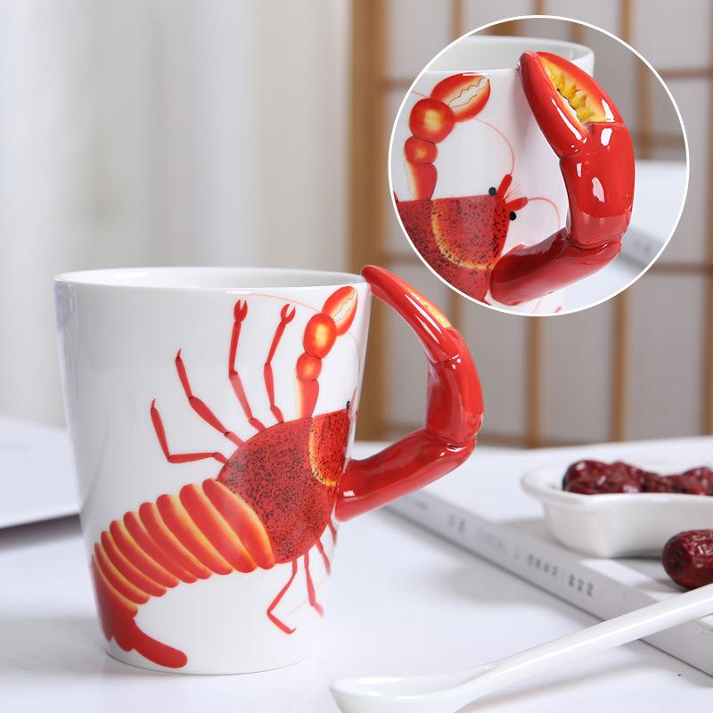 Cartoon 3D Alien Animal Tea Cups Animal Dinosaur Ceramic Coffee Cup Birthday Gift Office Mug Kitchen Dining Bar Drinkware Cups