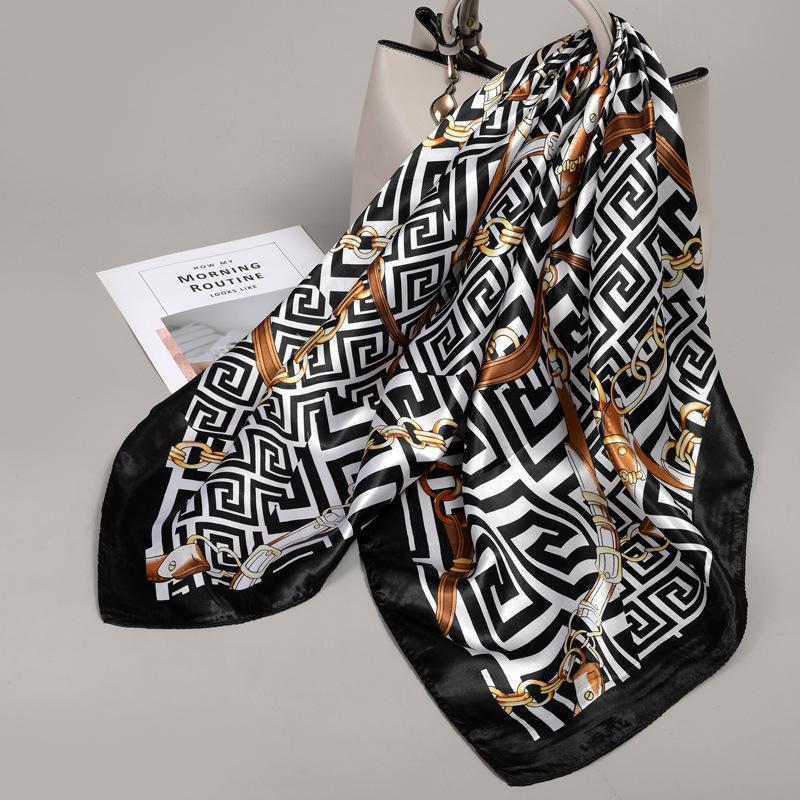 90 Square Scarves, Silk Scarves, Women's New Spring and Summer High-end Sense Versatile, Thin Scarves, Shawls Outside