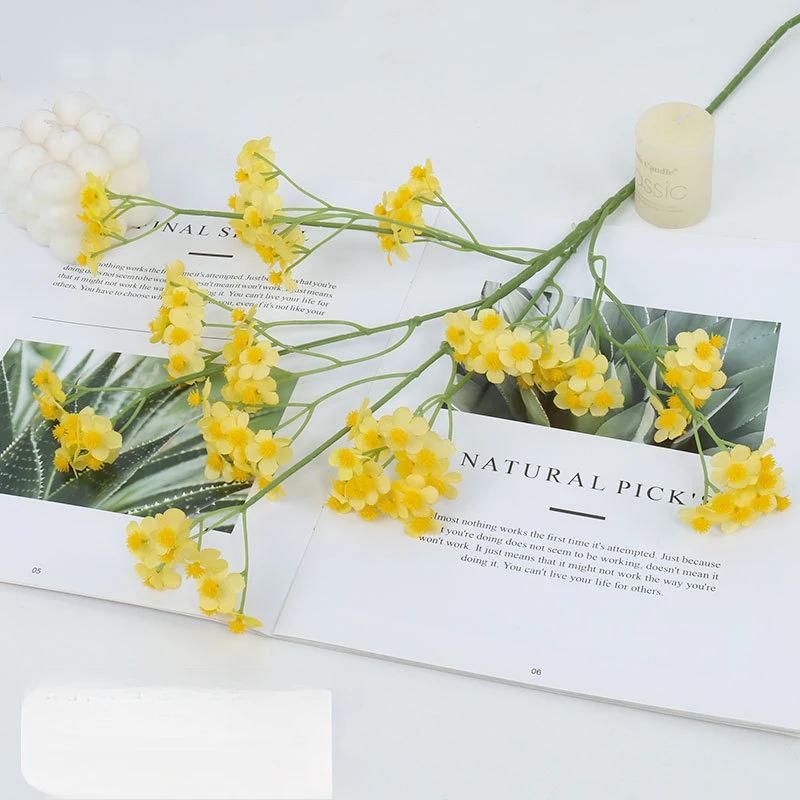 Wedding Decor Artificial Flowers Silk Small Daisy Plant Auditorium Decoration Fake Flower Simulation Yellow Chamomile Branches