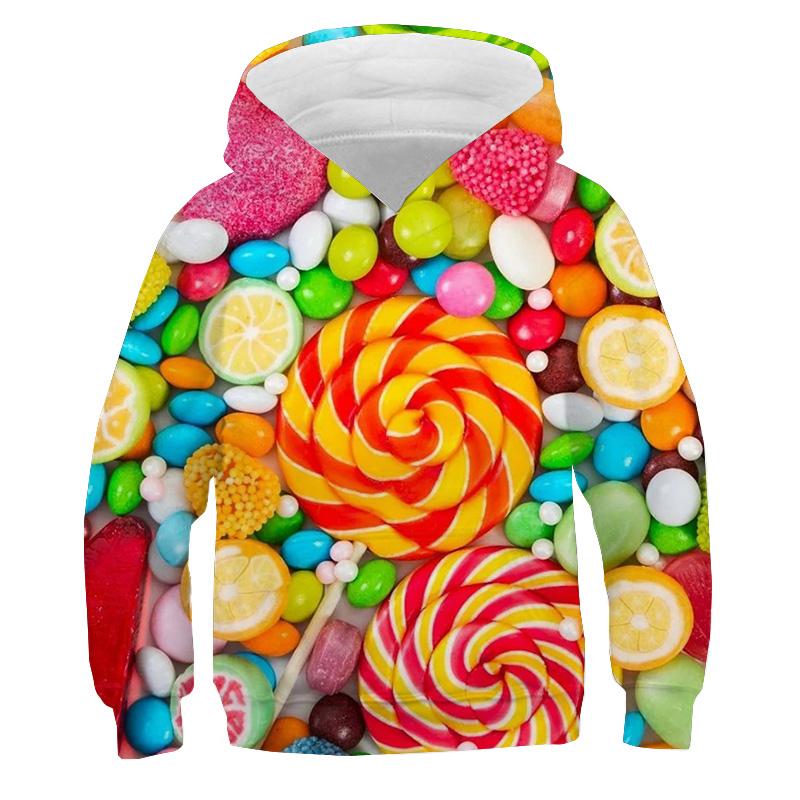 Moletons com Estampa de Batata Frita para Crianças Suéteres Coloridos com Estampa de Doce Macaron Frutas 3D Moletom Roupas Infantis