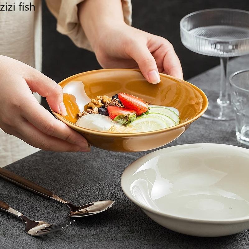 Irregular Ceramic Bowl Creative Breakfast Oat Bowl Yogurt Bowl Salad Bowls Sugar Water Bowls Molecular Food Featured Tableware