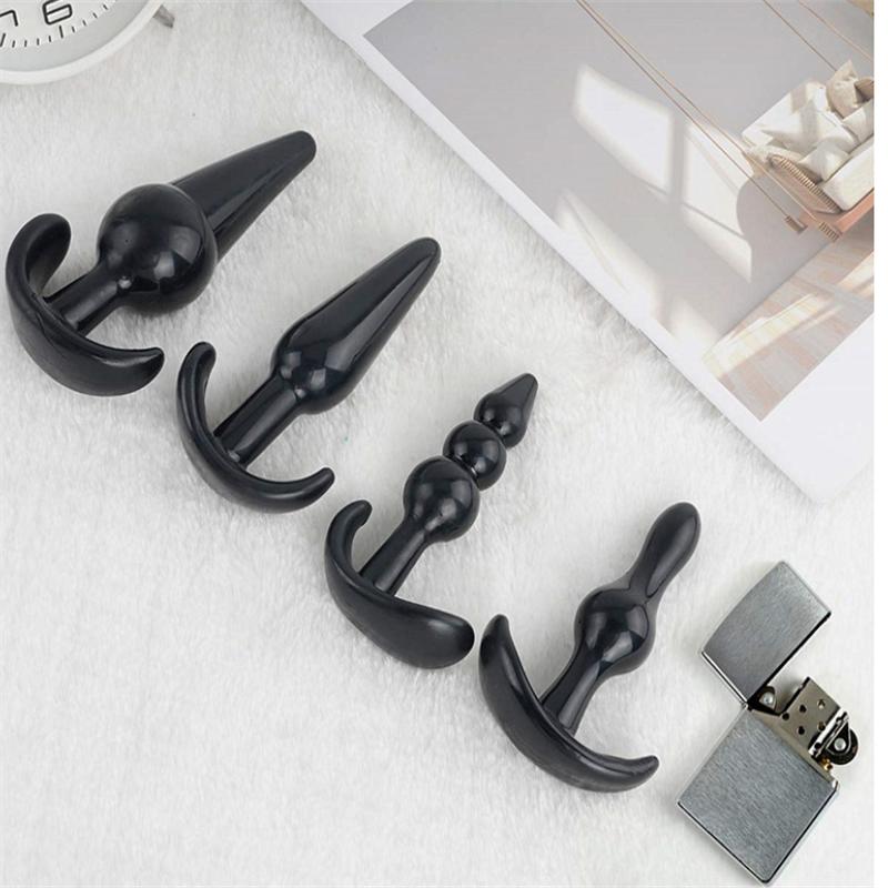 Analplug für Frauen Vierteiliges Set mit Perlen und Perlen Analplug Masturbation Silikon Erwachsene Sexspielzeuge