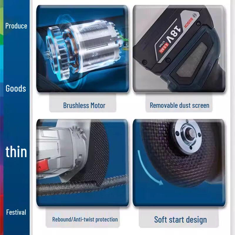 Bosch GWS18V-8 Cordless Brushless Angle Grinder CN plug (adapter included)