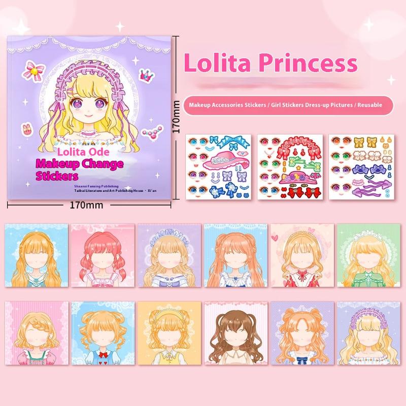 1 Set Girls Cartoon Princess Make A Face Stickers Reusable Handicrafts Creative Kids Decals Puzzle Sticker Toy