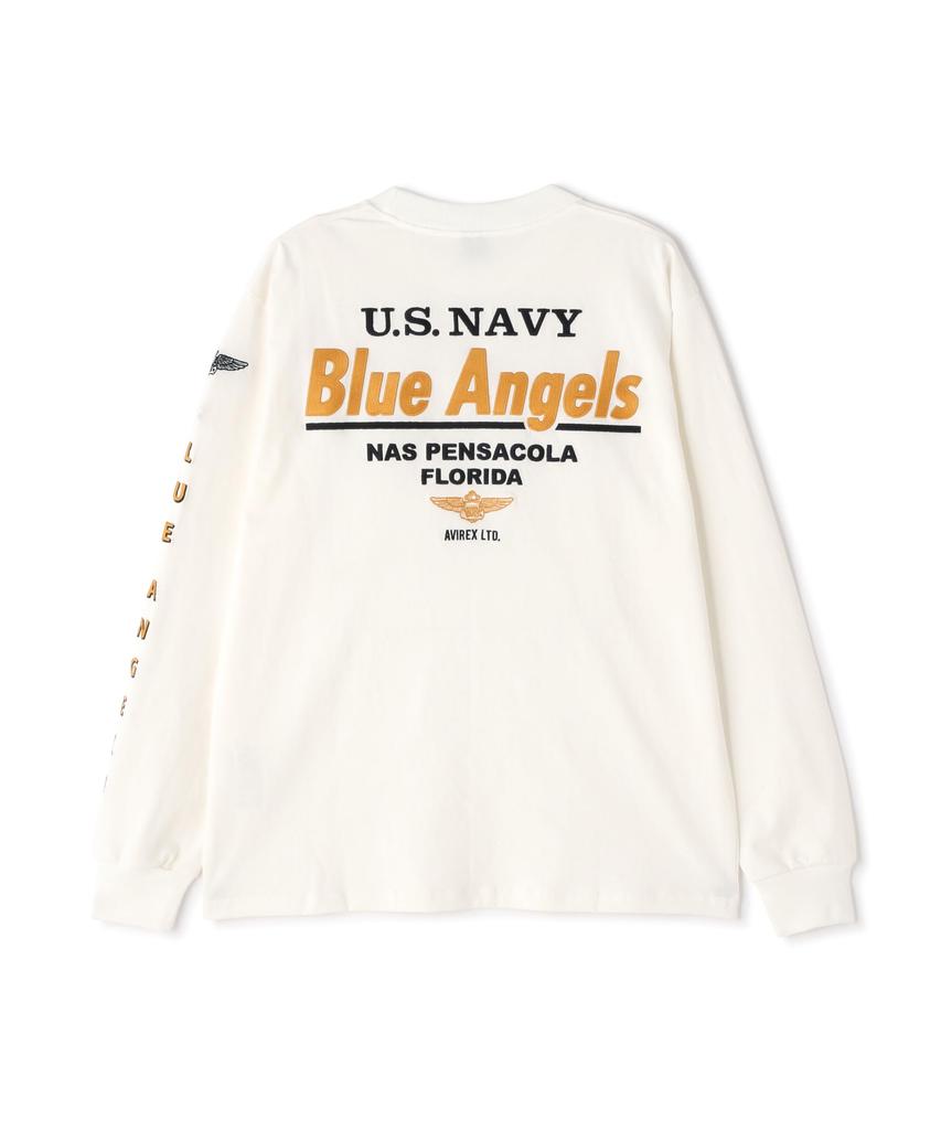 Avirex Long Sleeve Embroidery The Blue Angels L 030 White T-Shirt / Men's (783-4130010)